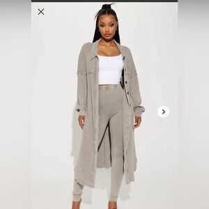 Fashion Nova Grey Button Down Long Sleeve Shirt Size Large